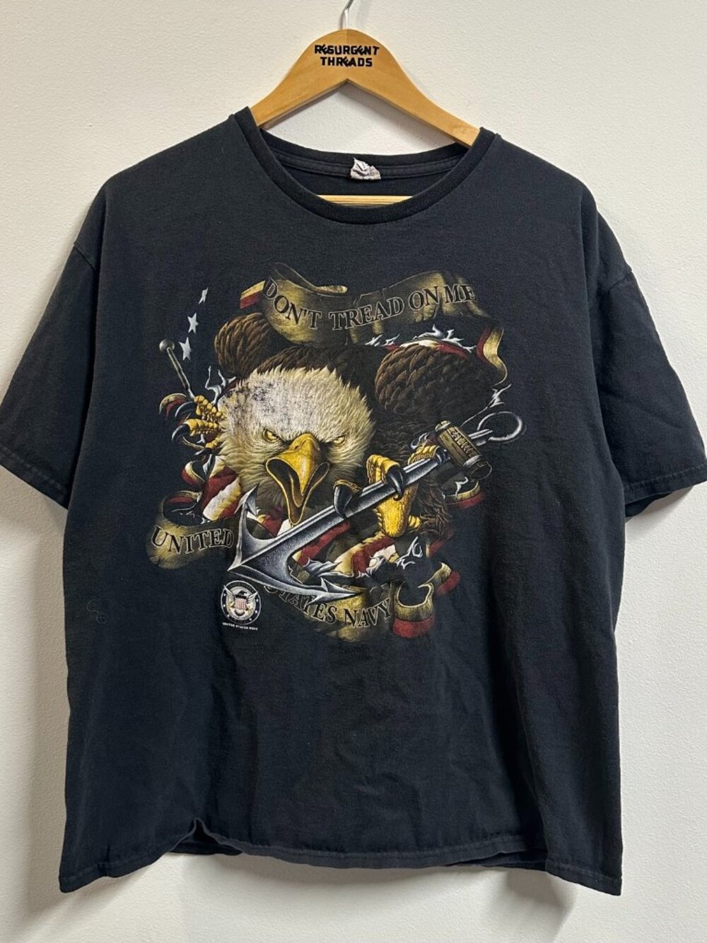 Y2K Don't Tread on Me United States Navy Eagle Tshirt Black XL